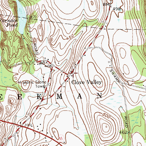 Topographic Map of Clove Valley, NY