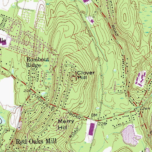 Topographic Map of Clover Hill, NY