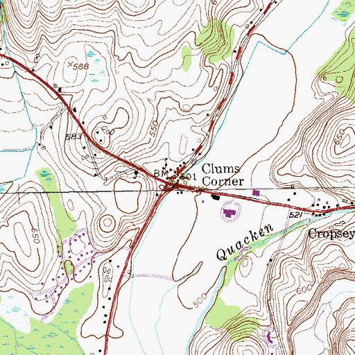 Topographic Map of Clums Corner, NY