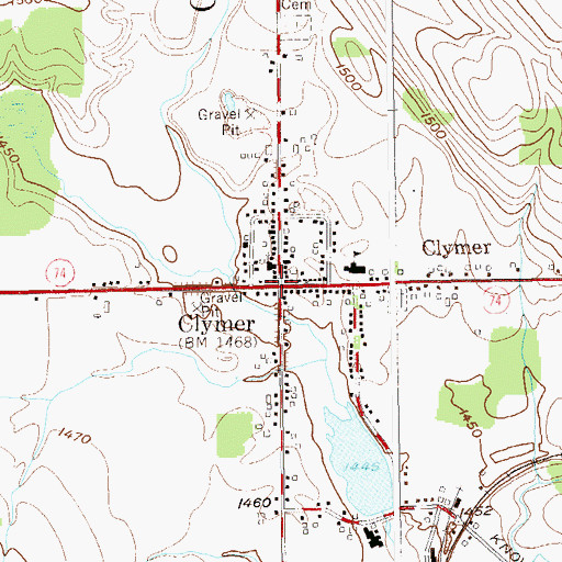 Topographic Map of Clymer, NY