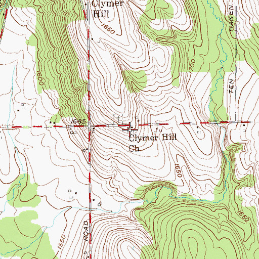 Topographic Map of Clymer Hill Reformed Church, NY