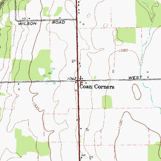 Topographic Map of Coan Corners, NY