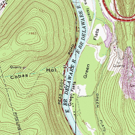Topographic Map of Cobas Hollow, NY