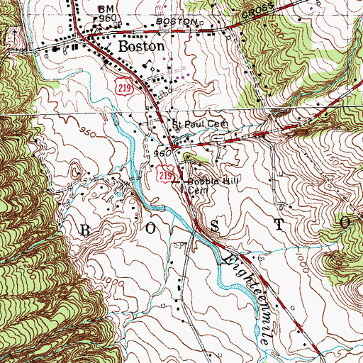 Topographic Map of Cobble Hill Cemetery, NY