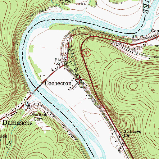 Topographic Map of Cochecton, NY