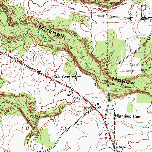 Topographic Map of Coe Cemetery, NY