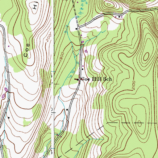 Topographic Map of Coe Hill School, NY