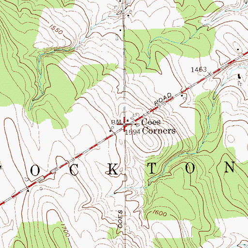 Topographic Map of Coes Corners, NY