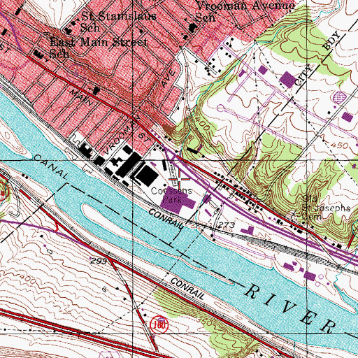 Topographic Map of Coessens Park, NY