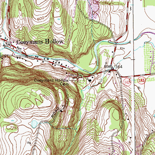 Topographic Map of Coeymans Hollow Cemetery, NY