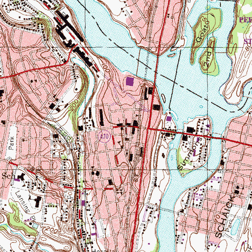 Topographic Map of Cohoes, NY