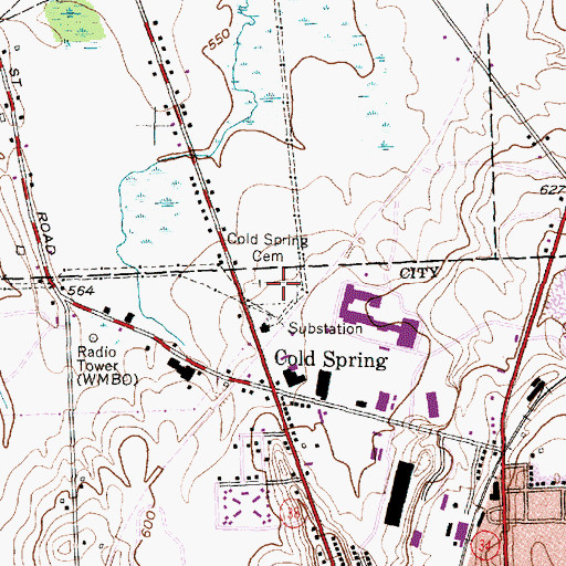 Topographic Map of Cold Spring Cemetery, NY