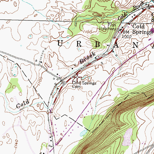 Topographic Map of Cold Springs Cemetery, NY