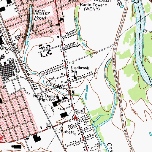 Topographic Map of Coldbrook School, NY