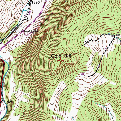 Topographic Map of Cole Hill, NY