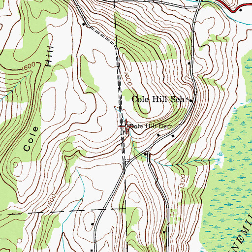 Topographic Map of Cole Hill Cemetery, NY