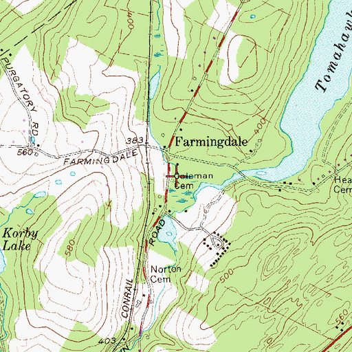 Topographic Map of Coleman Cemetery, NY