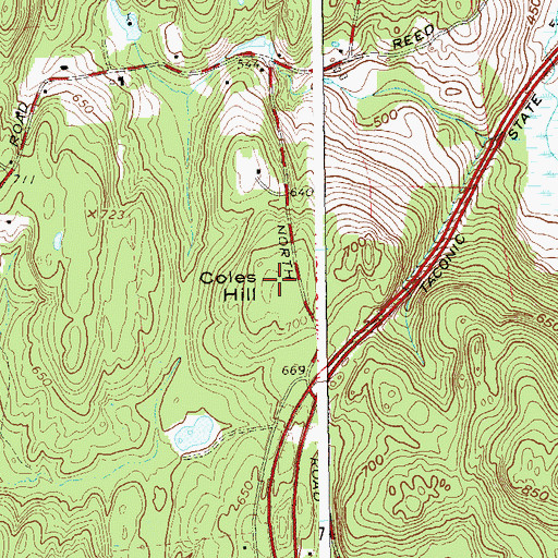 Topographic Map of Coles Hill, NY