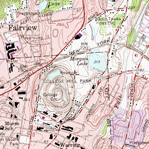 Topographic Map of College Hill Park, NY