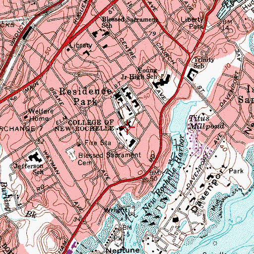 Topographic Map of College of New Rochelle, NY
