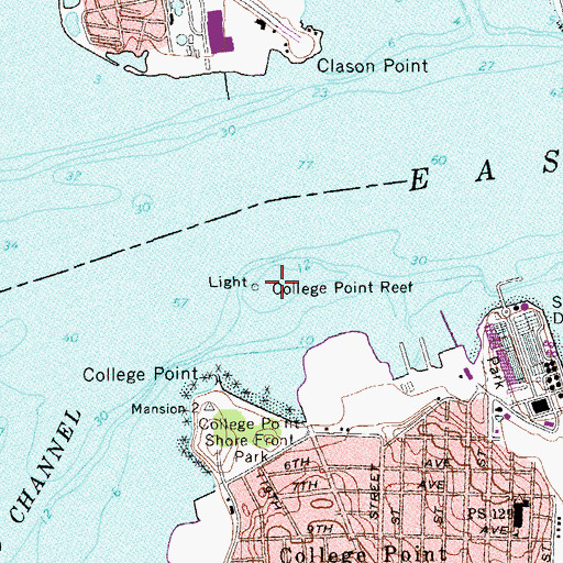 Topographic Map of College Point Reef, NY