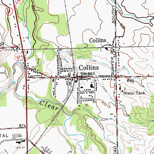 Topographic Map of Collins, NY