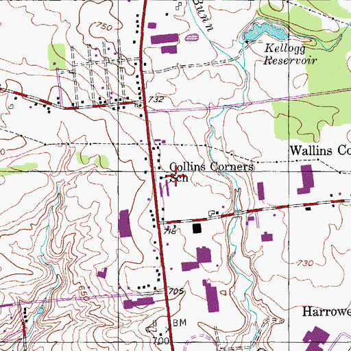 Topographic Map of Collins Corners School, NY