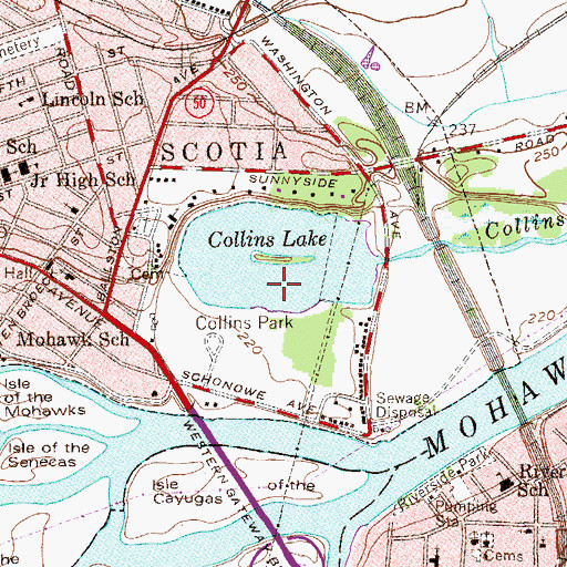 Topographic Map of Collins Lake, NY