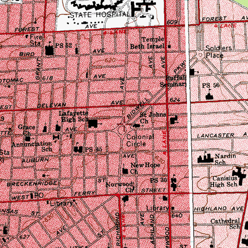 Topographic Map of Colonial Circle, NY
