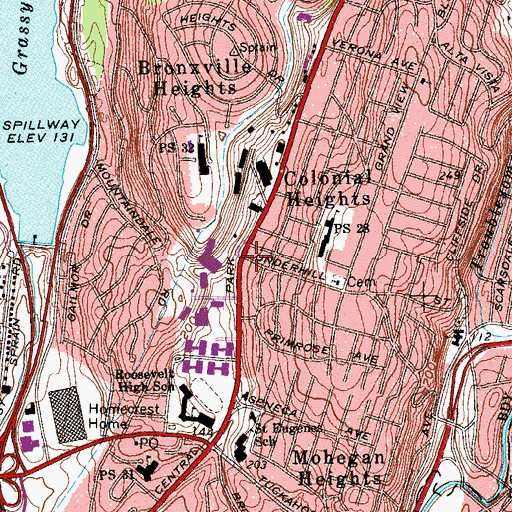 Topographic Map of Colonial Heights, NY