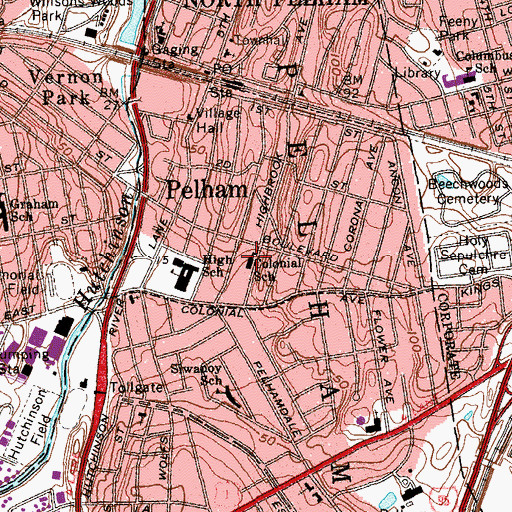 Topographic Map of Colonial School, NY