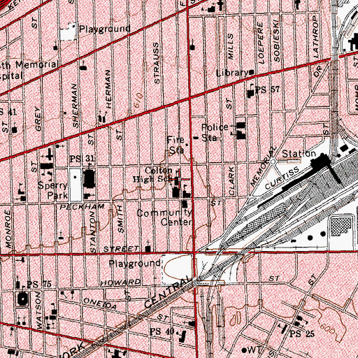 Topographic Map of Colton High School, NY