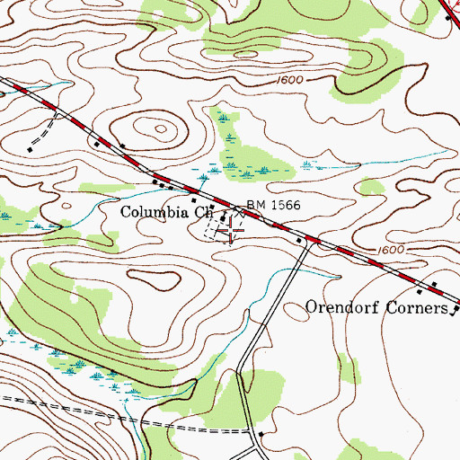 Topographic Map of Columbia Church, NY