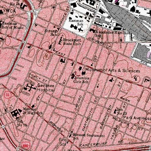 Topographic Map of Columbia Girls School, NY