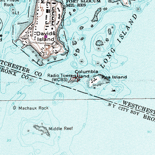 Topographic Map of Columbia Island, NY