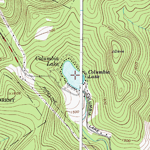 Topographic Map of Columbia Lake, NY