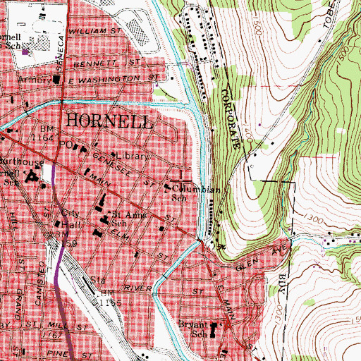 Topographic Map of Columbian School, NY