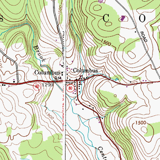 Topographic Map of Columbus, NY