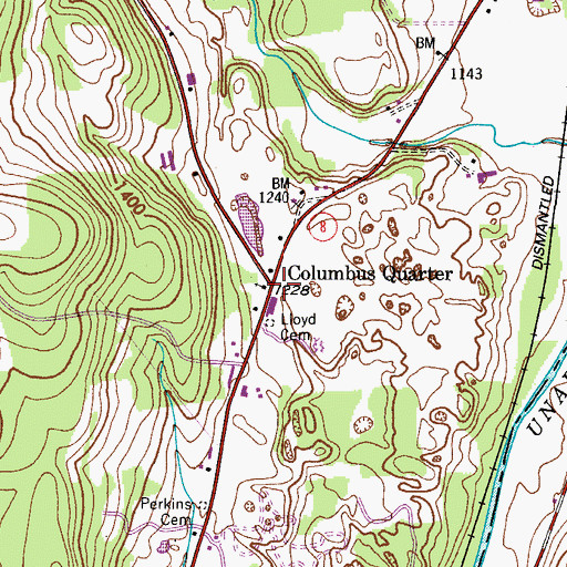 Topographic Map of Columbus Quarter, NY