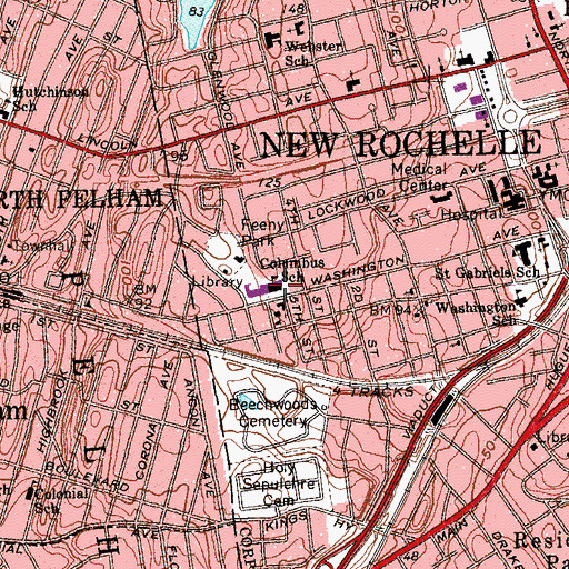 Topographic Map of Columbus Elementary School, NY