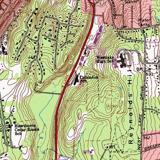 Topographic Map of Columbus School, NY