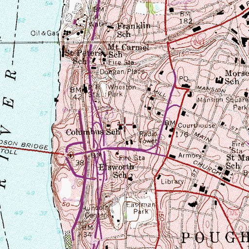 Topographic Map of Columbus School, NY