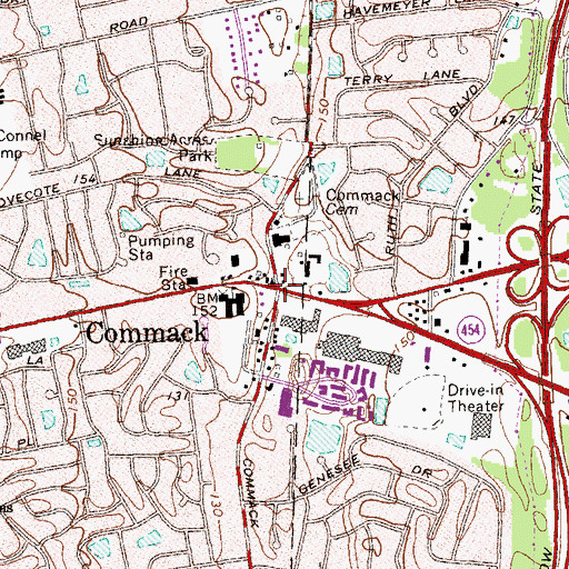 Topographic Map of Commack, NY