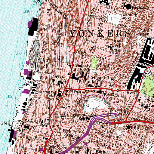 Topographic Map of Commerce Middle School, NY