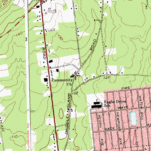 Topographic Map of Mount Olive Baptist Church, NY