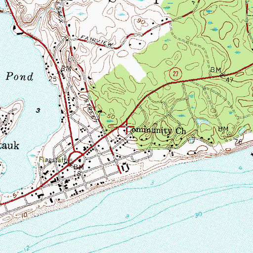 Topographic Map of Montauk Community Church, NY