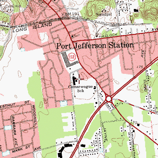 Topographic Map of Comsewogue High School, NY