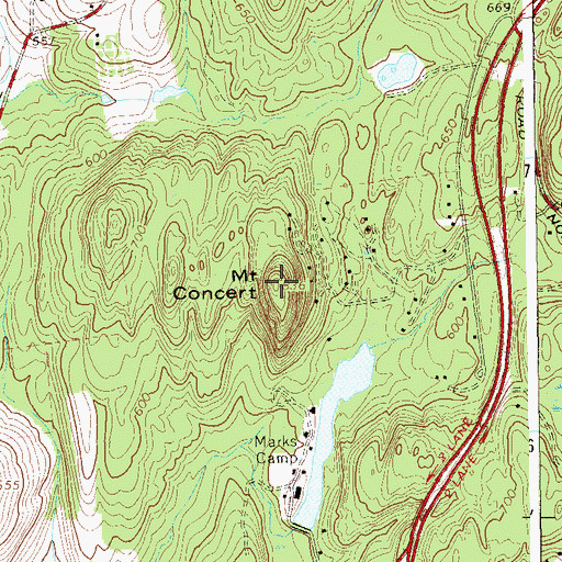 Topographic Map of Mount Concert, NY