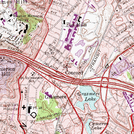 Topographic Map of Concord, NY