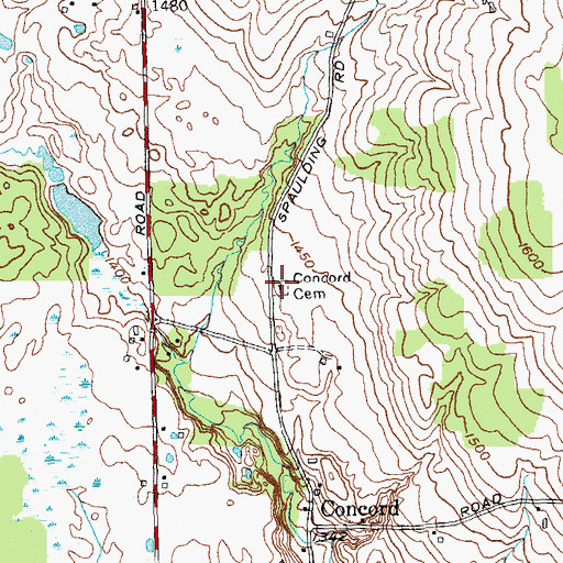 Topographic Map of Concord Cemetery, NY